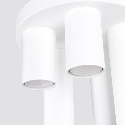 plafonnier rond 5 tubes cascade blanc, détail de la finition