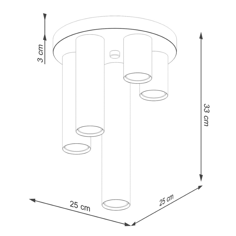 Dimensions Plafonnier Rond 5 Tubes Cascade Blanc