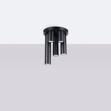 plafonnier rond 5 tubes cascade noir, vue en situation