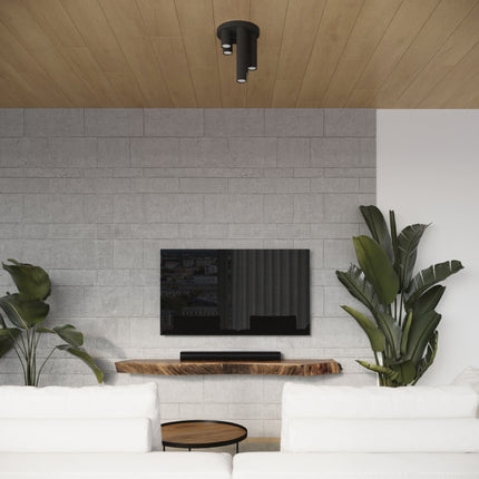 plafonnier rond 5 tubes cascade noir, dans une pièce à vivre