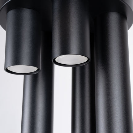 plafonnier rond 5 tubes cascade noir, détail de la finition