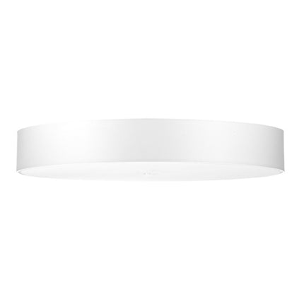 Plafonnier rond en tissu blanc 90 cm Cercle Plein, abat-jour bas et diffuseur verre