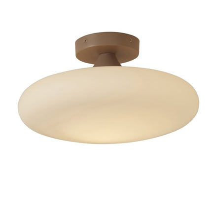 Plafonnier Sapporo, coupole verre blanc opalin et monture sable, vue packshot sur fond blanc