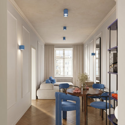Plafonnier spot Aura bleu azur, vue d'ambiance