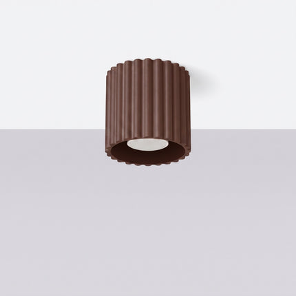 Plafonnier Spot Aura Aluminium Cannelé Brun Chocolat (GU10), vue en situation