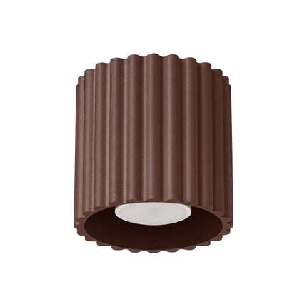 Plafonnier Spot Aura Aluminium Cannelé Brun Chocolat (GU10), packshot sur fond blanc
