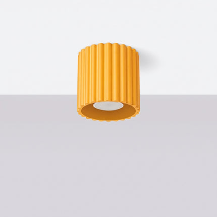 Plafonnier Spot Aura Aluminium Cannelé Jaune Ambré (GU10), vue en situation