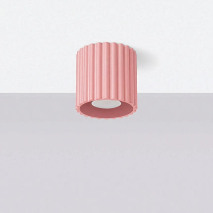 Plafonnier Spot Aura Aluminium Cannelé Rose Poudré (GU10), vue en situation
