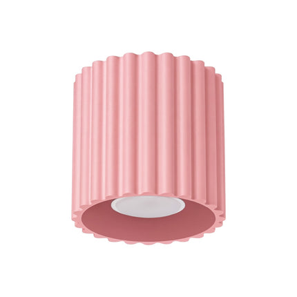 Plafonnier Spot Aura Aluminium Cannelé Rose Poudré (GU10), packshot sur fond blanc