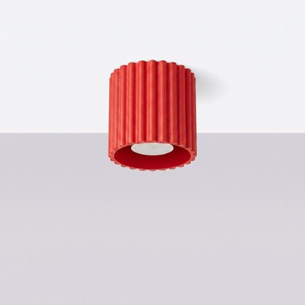 Plafonnier Spot Aura Aluminium Cannelé Rouge Vif (GU10), vue en situation
