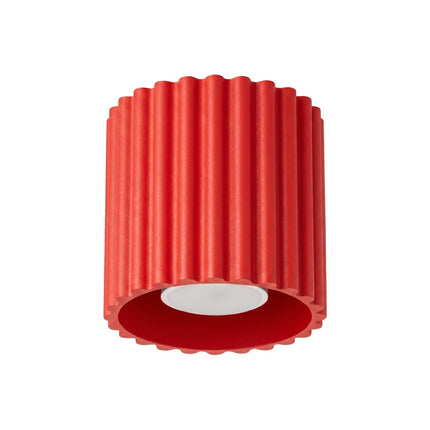 Plafonnier Spot Aura Aluminium Cannelé Rouge Vif (GU10), packshot sur fond blanc