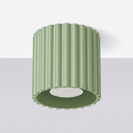 Plafonnier Spot Aura Aluminium Cannelé Vert Sauge (GU10), vue en situation
