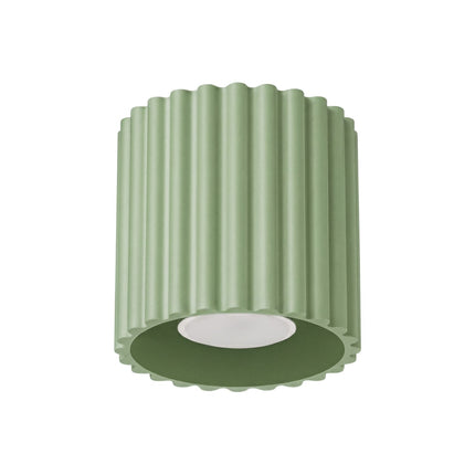 Plafonnier Spot Aura Aluminium Cannelé Vert Sauge (GU10), packshot sur fond blanc