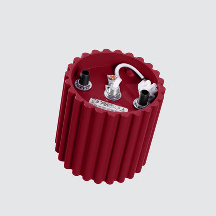 Dessus du plafonnier Aura bordeaux avec bornier de raccordement pour fixation au plafond