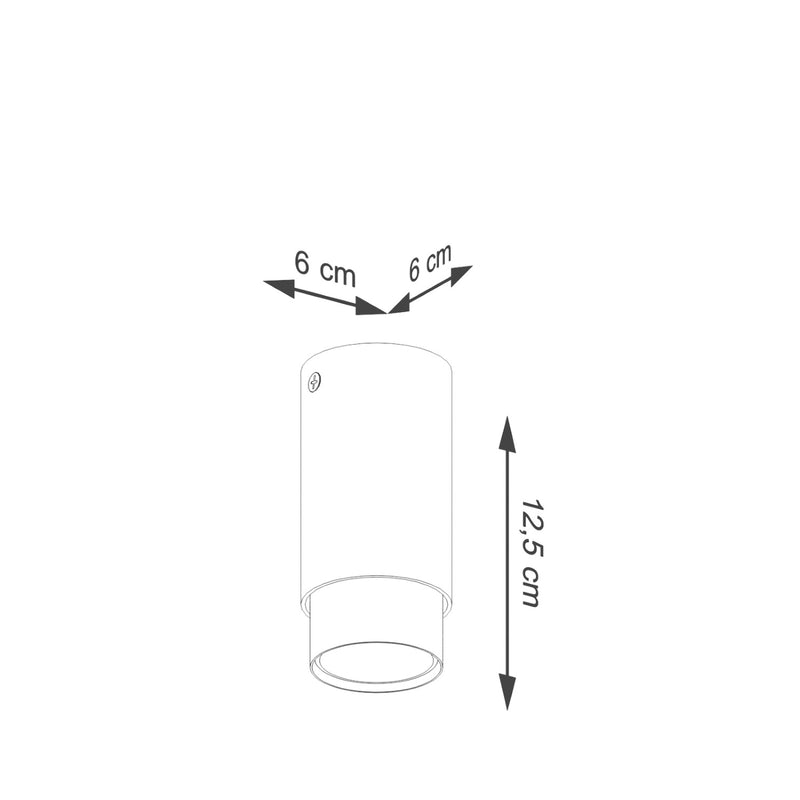 Dimensions Plafonnier Spot Cylindre Noir et Chrome 12,5 cm