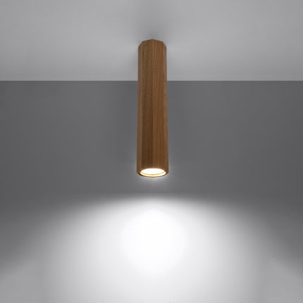 Plafonnier spot fixe en chêne 30 cm, vue de profil