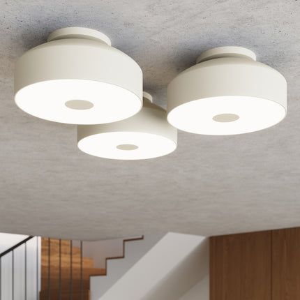 plafonnier tambour 30 cm beige à 4 lumières, intérieur contemporain