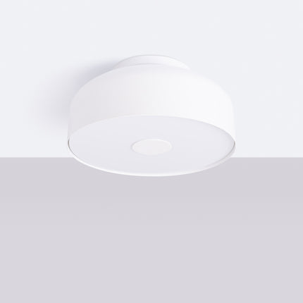 plafonnier tambour 30 cm blanc à 4 lumières, vue en situation