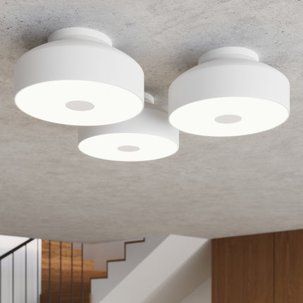 plafonnier tambour 30 cm blanc à 4 lumières, intérieur contemporain