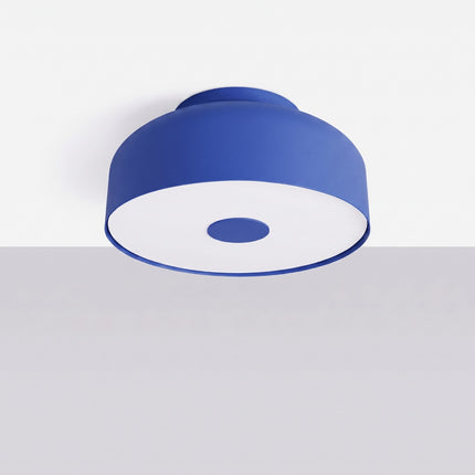 Plafonnier Tambour 30 cm Bleu Outremer à 4 Lumières, vue en situation