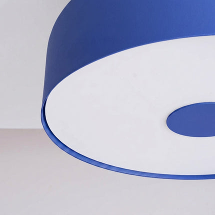 Plafonnier Tambour 30 cm Bleu Outremer à 4 Lumières, packshot de trois quarts