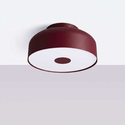 plafonnier tambour 30 cm bordeaux à 4 lumières, vue en situation