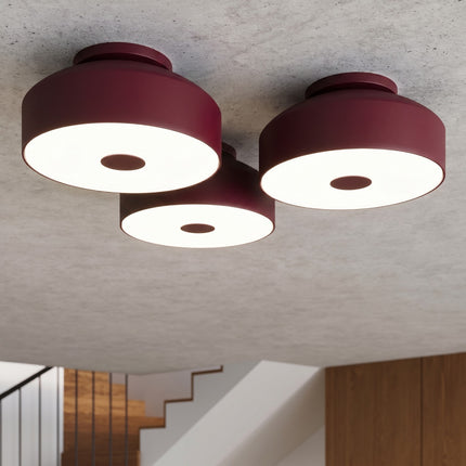 plafonnier tambour 30 cm bordeaux à 4 lumières, intérieur contemporain