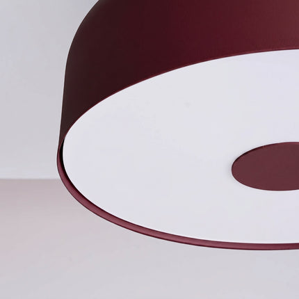 plafonnier tambour 30 cm bordeaux à 4 lumières, packshot de trois quarts