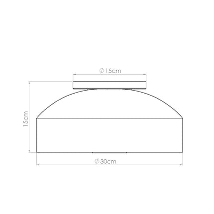 plafonnier tambour 30 cm bordeaux à 4 lumières, schéma de cotes