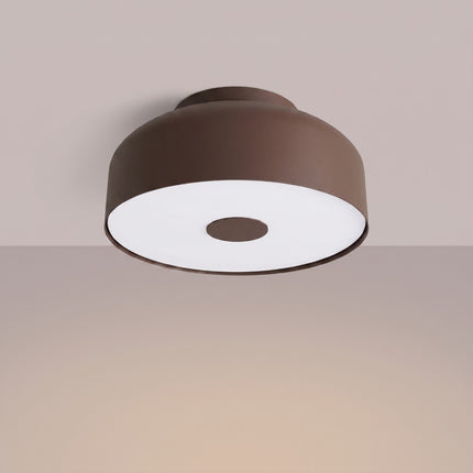 Plafonnier Tambour 30 cm Brun Chocolat à 4 Lumières, lumière allumée