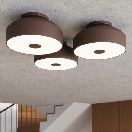 Plafonnier Tambour 30 cm Brun Chocolat à 4 Lumières, mise en situation 3