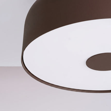 Plafonnier Tambour 30 cm Brun Chocolat à 4 Lumières, packshot de trois quarts