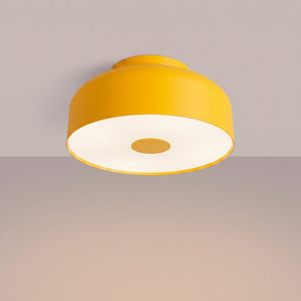 Plafonnier Tambour 30 cm Jaune Ambré à 4 Lumières, lumière allumée