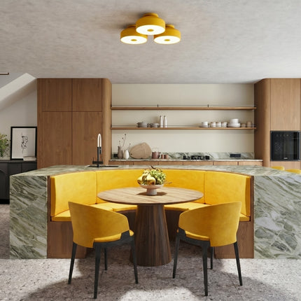 Plafonnier Tambour 30 cm Jaune Ambré à 4 Lumières, mise en situation 2