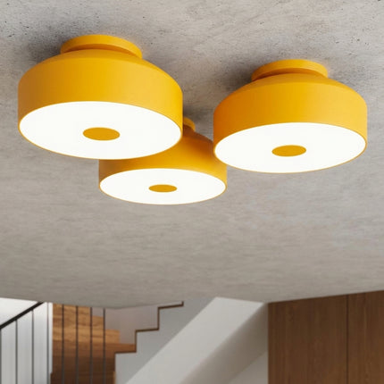 Plafonnier Tambour 30 cm Jaune Ambré à 4 Lumières, mise en situation 3