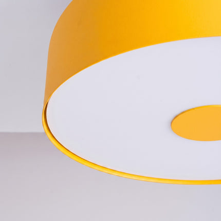 Plafonnier Tambour 30 cm Jaune Ambré à 4 Lumières, packshot de trois quarts