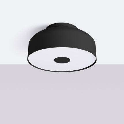 plafonnier tambour 30 cm noir à 4 lumières, vue en situation
