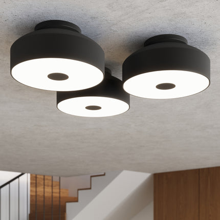 plafonnier tambour 30 cm noir à 4 lumières, intérieur contemporain
