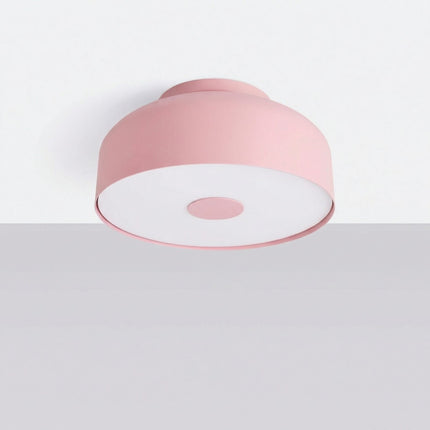 plafonnier tambour 30 cm rose poudré à 4 lumières, vue en situation