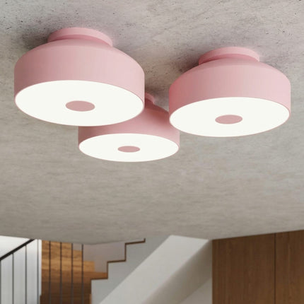 plafonnier tambour 30 cm rose poudré à 4 lumières, intérieur contemporain