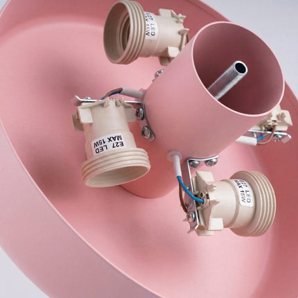 plafonnier tambour 30 cm rose poudré à 4 lumières, détail de la matière