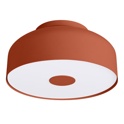 plafonnier tambour 30 cm rouge ocre à 4 lumières, packshot sur fond blanc