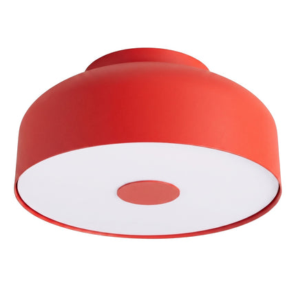 plafonnier tambour 30 cm rouge vif à 4 lumières, packshot sur fond blanc