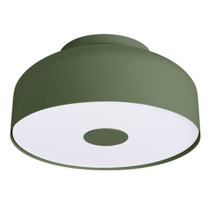plafonnier tambour 30 cm vert olive à 4 lumières, packshot sur fond blanc