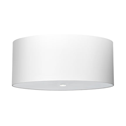 Plafonnier tissu rond blanc de 60 cm sur fond dégradé, forme tambour épurée