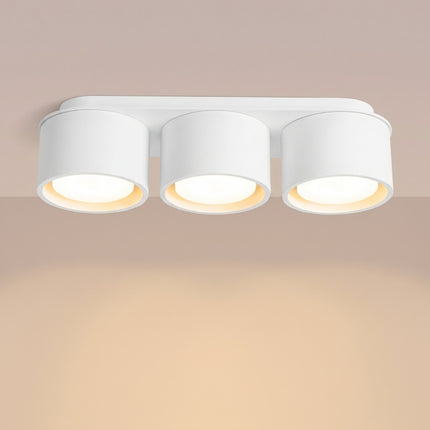 Plafonnier triple Pastille blanc, lumière allumée