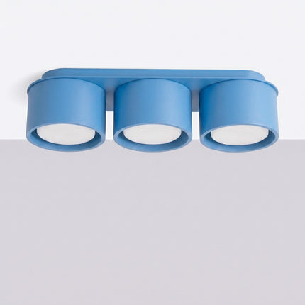 Plafonnier triple Pastille bleu azur, vue en situation