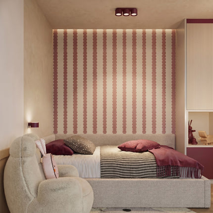 Plafonnier triple Pastille bordeaux, vue d'ambiance