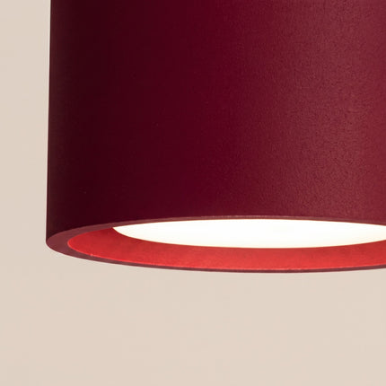 Plafonnier triple Pastille bordeaux, vue de détail