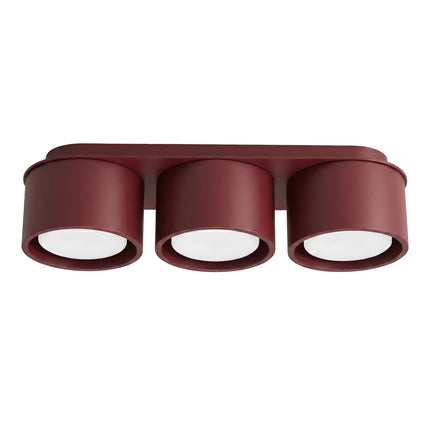 Plafonnier triple Pastille bordeaux, packshot sur fond blanc